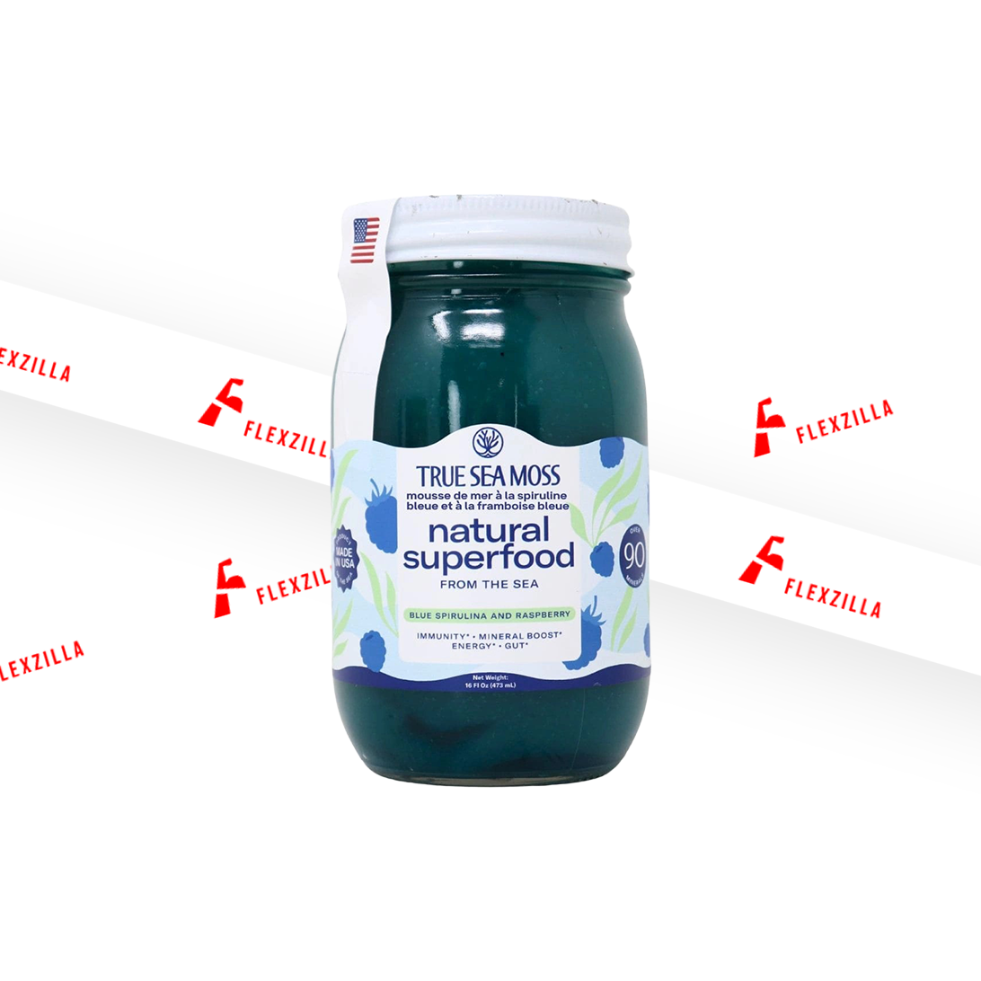 TRUE SEA MOSS NATURAL SUPERFOOD FROM THE SEA BLUE SPIRULINA AND RASPBERRY 473 ML