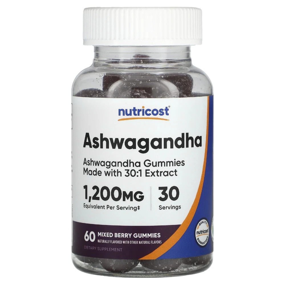 NUTRICOST Ashwagandha Gummies Mixed Berry 1,200 mg - 60 Gummies