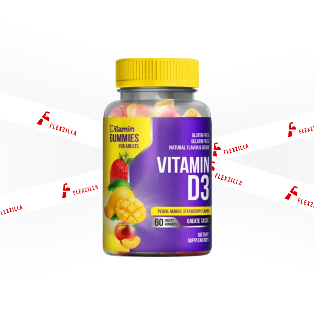 DITAMIN ADULT GUMMIES VITAMIN D3 PEACH,MANGO,STRAWBERRY FLAVOR 60 GUMMIES
