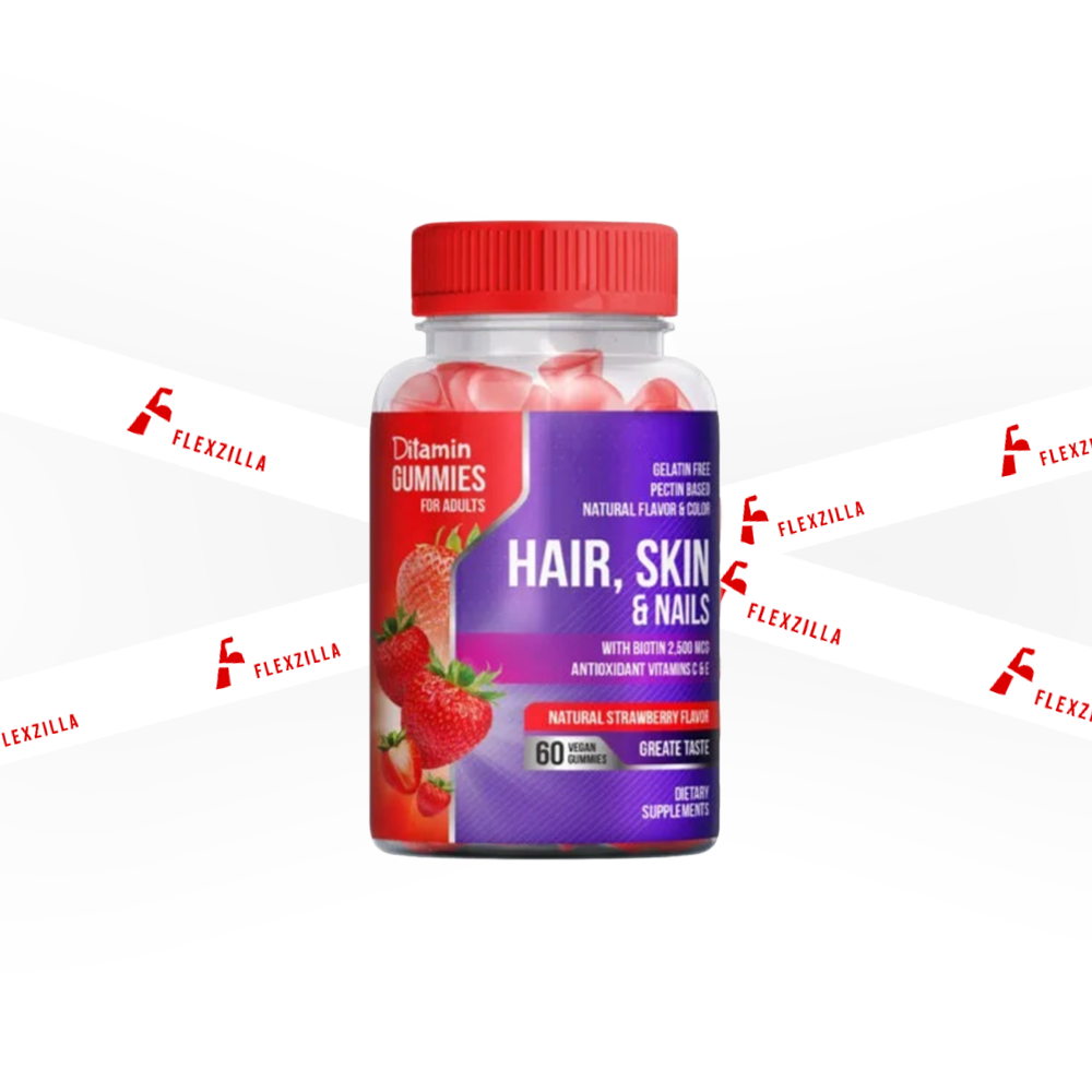 DITAMIN ADULT GUMMIES HAIR,SKIN&NAILS STRAWBERRY FLAVOR 60 GUMMIES