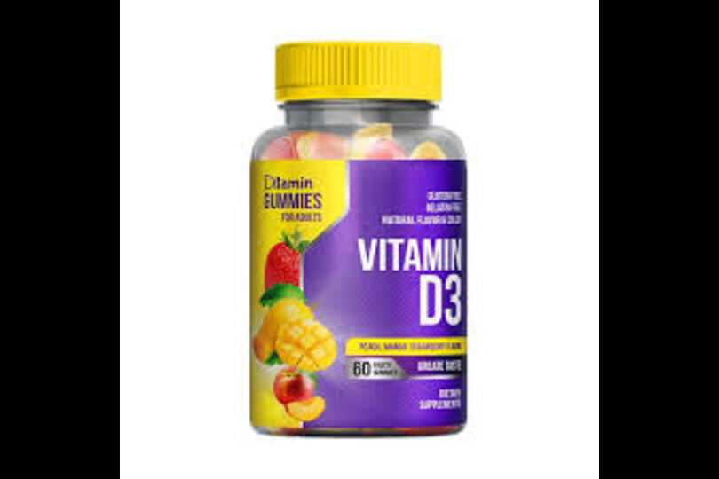 DITAMIN ADULT GUMMIES VITAMIN D3 PEACH,MANGO,STRAWBERRY FLAVOR 60 GUMMIES